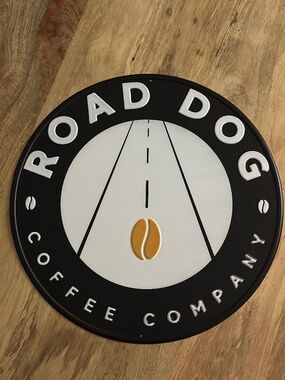 Road Dog Coffee Company, Metal Medallion 18" Round Sign
